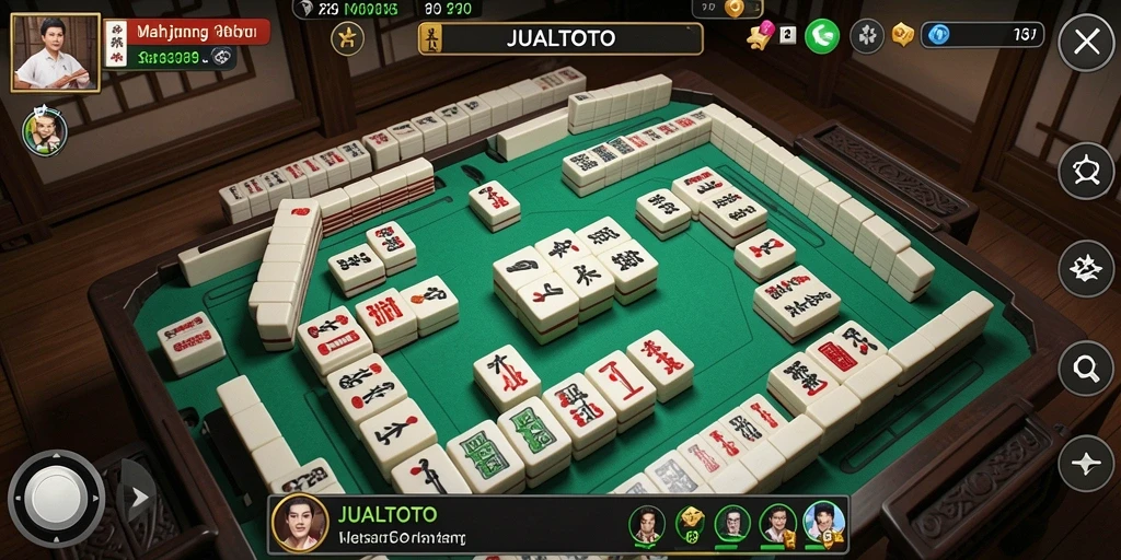 Screenshot utama JUALTOTO menampilkan gameplay Mahjong yang seru dan interaktif.