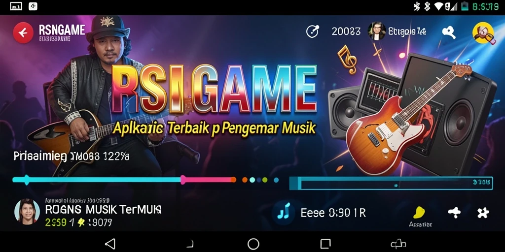 Tangkapan layar utama RSNGAME menunjukkan gameplay interaktif dengan berbagai fitur musik.