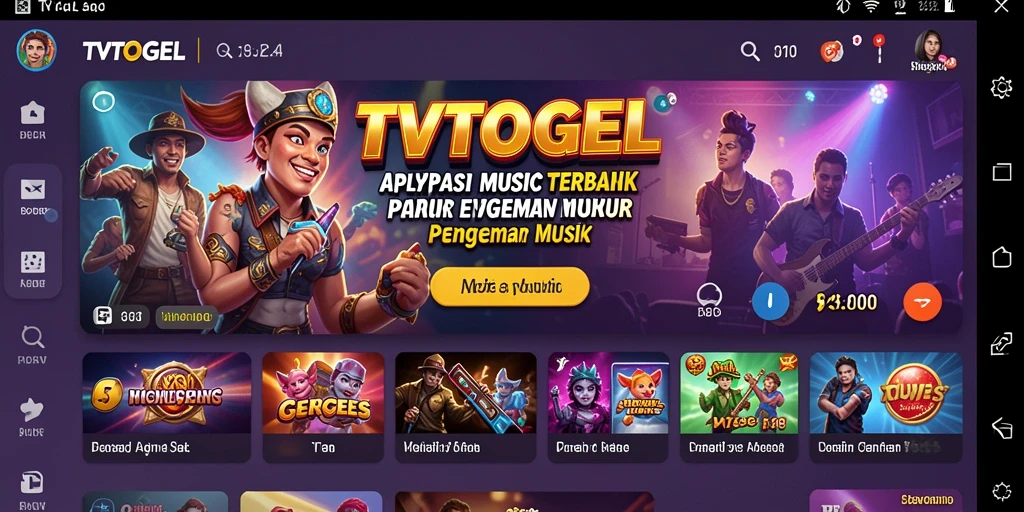 Tampilan gameplay aplikasi musik TVTOGEL yang interaktif dan menarik.