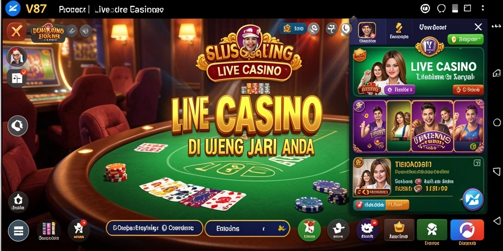 Screenshot gameplay V87 menampilkan suasana seru Live Casino.
